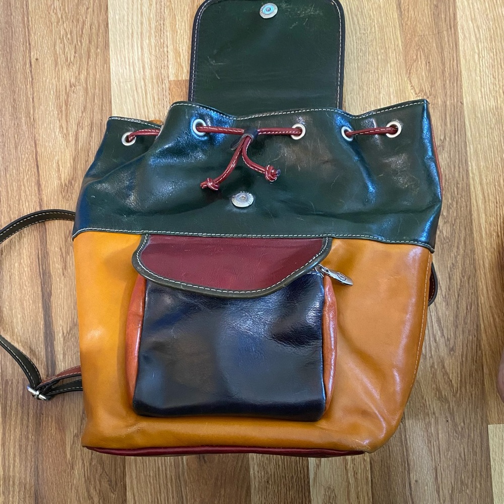 Italian Leather Multi Color Backpack - Picture 4 of 12